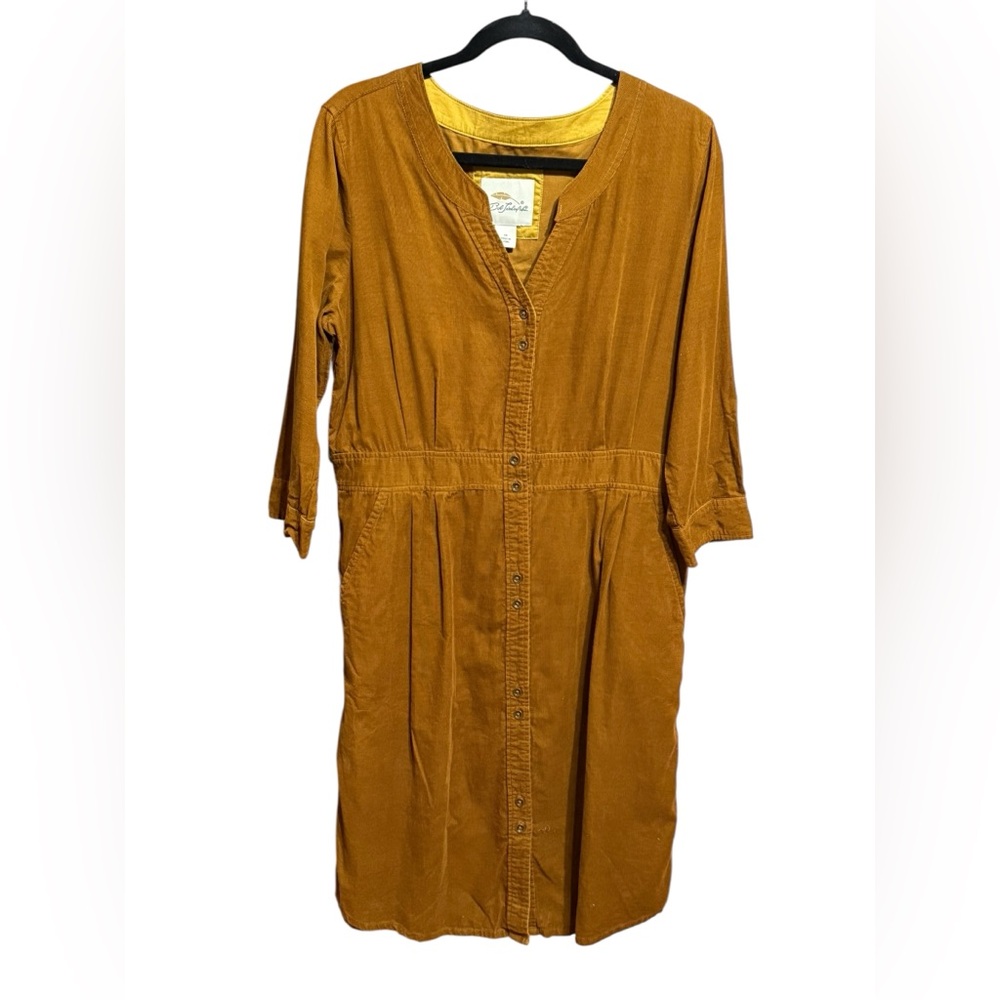 Bob Timberlake‎ Dark Camel Brown Corduroy Button Front Dress 14 Fall Transition